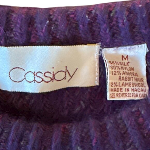 Vintage Cassidy Purple Sleeveless Sweater Vest Silk Angora Lambswool Blend M - Picture 3 of 6